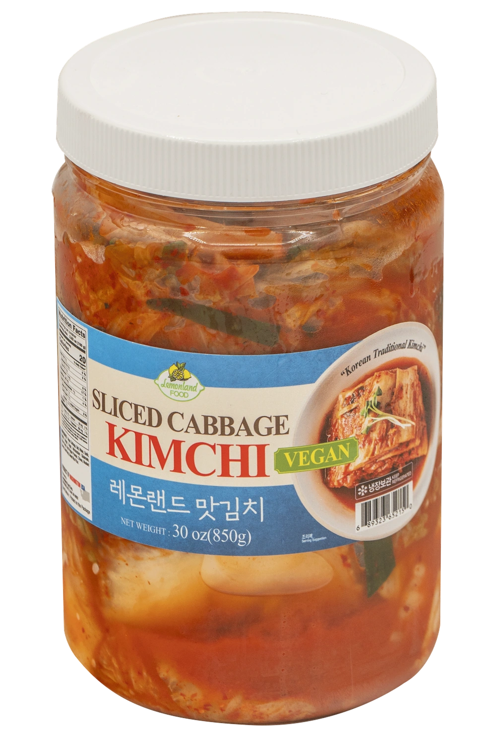 Lemonland Vegan Sliced Cabbage Kimchi, 30 oz (850 g)